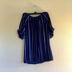 Jr.s size Small Navy with stripes short sleeve blouse.